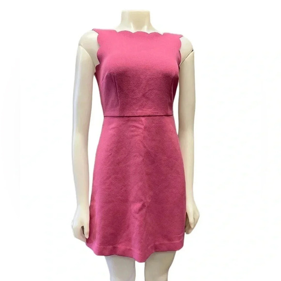 Loft Mini Scalloped Sleeveless  Pink Dress Size 0 - Picture 2 of 11